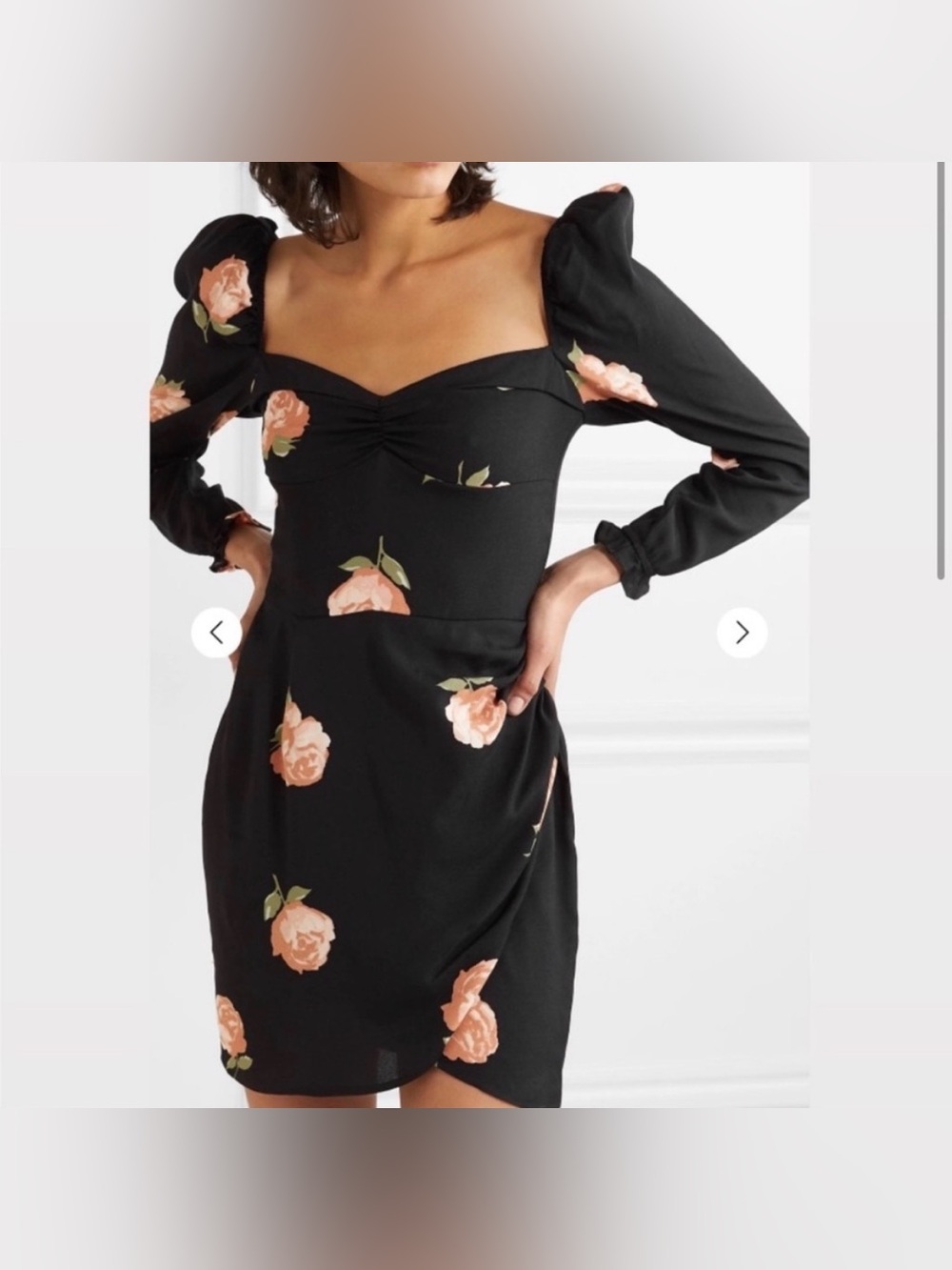 EUC Reformation Amala Floral Print Long Sleeve Dress